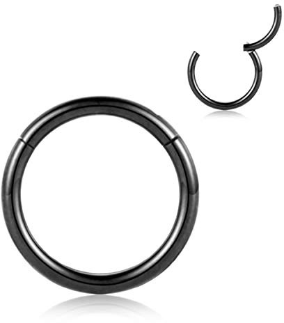 AROWRO 316L Surgical Steel Klappnasenringe Hoop 20G 18G 16G 14G 12G Nahtlose Piercingringe für Nasenseptumknorpel Helix Tragus Conch Rook Daith Lappendurchmesser 6 mm bis 14 mm