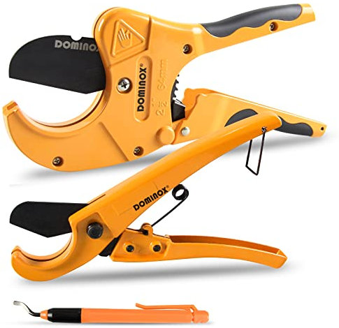 DOMINOX Pipe Cutter, 64mm (2 1/2'' O.D.) +26mm+Deburring Tool (3 Set), Professional Cutting PEX, PVC and PPR Pipe, SK5 Blade and Aluminum Alloy Body, One-Hand Rapid Cutting Tool for The Pipe