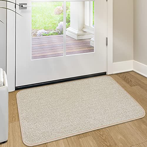 TREETONE Dirt Trapper Front Back Door Mat, Stain and Fade Resistant, Non-Slip Low-Profile Floor Mats, Absorbent, Easy Clean Patio Entrance Doormat, 20 x 30, Beige