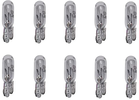 Provance Glassockellampe 10er Set 1,2 Watt 12 V T5 Sockel W2X4,6D Beleuchtung Autolampen Tacho Kfz Armatur klare Ausleuchtung Fahrzeug Leuchte Tachometer