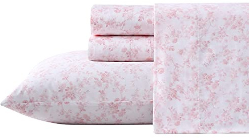 Laura Ashley Home Set di lenzuola king size, set di biancheria da letto in morbido raso di cotone – elegante, liscio e traspirante