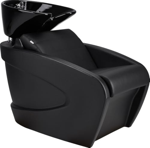 AYALA Friseurstuhl mit Waschbecken VANITY Friseurwaschbecken Friseur Waschplatz Rückwärtswaschsessel Salon Friseursessel Waschsessel Schwarz