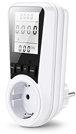 Misuratore Consumo Elettrico, Misuratore dei Costi Energetici, Contatore del Consumo di Corrente,Schermo LCD Retroilluminato,7 modalità di monitoraggio,Protezione da Sovraccarico,Potenza Massima 3680W