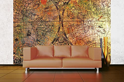 Vlies Fototapete ALTE ROSTIGE KARTE 375 x 250 cm (inkl. Kleister) - Vlies Tapete, Wandtapete, Wandbilder - Tapete für Wohnzimmer Schlafzimmer, Büro, Küche - Montagefertig