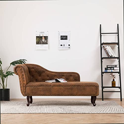 INLIFE Chaiselongue Braun Wildleder-Optik,Braun,23.2KG