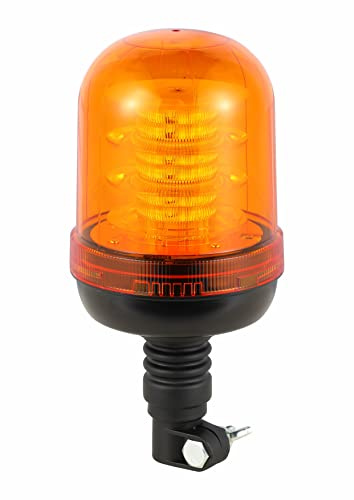 Ryme Automotive Rotativo LED Ámbar Homologado R65 - Monster - Flexible - 4 Funciones Flash Rotación Destello - Base Conexión DIN Universal para Tractores, grúas, Transporte Especial Señalización