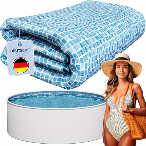 poolomio® Liner avec Motifs mosaïque pour Piscine Ronde à parois en Acier 360 x 110 cm | 0,3 mm d'épaisseur | Liner en PVC de Haute qualité | Liner de Rechange avec chevauchement de 10 cm