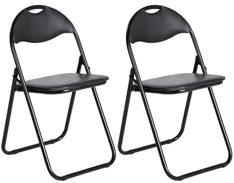 LuxNook Metall Klappstuhl, 150kg belastbar, 2er-Set mit PVC-Polsterung und Rückenlehne. Bequemer Klappstuhl für Gäste, Küche, Camping