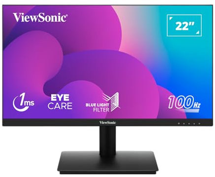 ViewSonic VA220-H 22 FHD SuperClear MVA LED Monitor with VGA and HDMI, frameless design
