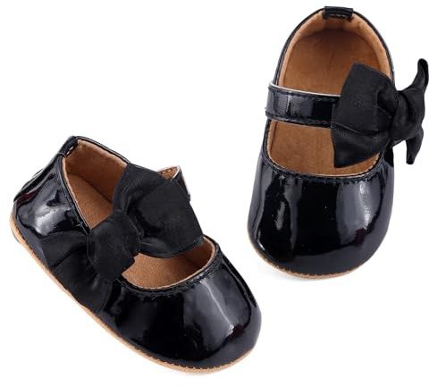 LACOFIA Baby flickor första steg halkfria skor med ballerinassula baby flicka, K svart, 6-12 månader