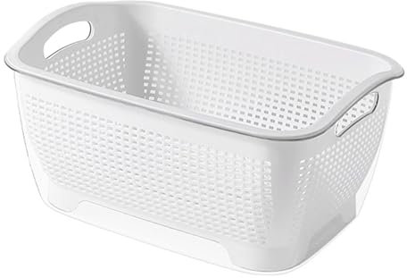 JISADER Escurridor de frutas para cocina, cesta coladora de doble capa, cesta coladora de verduras a prueba de polvo para espaguetis, Pasta, frutas y frijoles, blanco grande