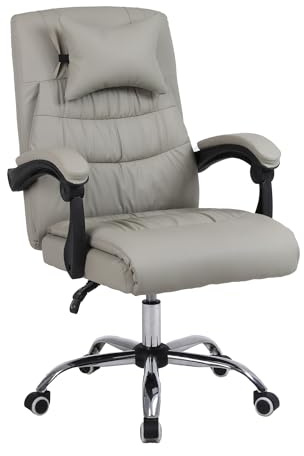Panana Executive Office Chair, Ergonomic Conference Work Chair Padded Recline Computer PC Swivel Desk Chair with Adjustable Task Gas lift, Pu leather (Light Grey)