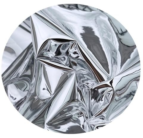 JKUHA Tessuto con Pellicola Riflettente in TPU a Specchio Argento, Specchio Morbido Creativo Impermeabile Fluorescente, Tessuti for Abbigliamento firmati
