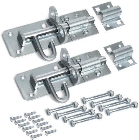 ZAVIA Brenton Bolt Door Lock - 2 Pack 100mm (4”) Sliding Padbolt with Zinc Plated Galvanised Finish - Gate Bolts for Wooden Gates, Garden, Wooden & Garage Shed Door Lock | Strong Anti Rust Gate Lock