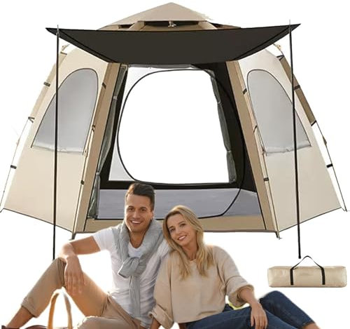 Shurzzesj Sofortiges Pop-Up-Campingzelt, automatisches Kuppelzelt, 5–8 Personen, geräumiges Campingzelt, atmungsaktiv, einfach aufzubauen, tragbares Campingzelt zum Wandern, Bergsteigen