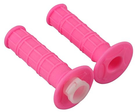 GOOFIT 7/8 22mm 25mm Couleur Rose (Ligne de soupape Blanche Incluse) CNC Distorsion Avancée Poignées Caoutchouc Remplacement pour 50cc-250cc Dirtbike Go Karts ATV Scooters Pitbike Quad