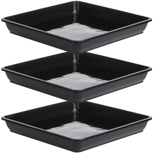 Square Plant Pot Saucers 3PCS Plastic Square Plant Tray 35cm Plant Water Catcher Tray for Bonsai Flowers Succulent Pot Gardening Supplies