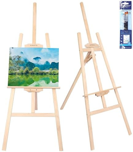 Zawaer Staffelei 150CM Aus Vollholz - Groß Klappbar Und Höhenverstellbar - Bild Ständer für Kunst, Hochzeiten, Leinwand - Geeignet für Kinder Und Erwachsene