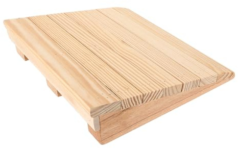 Holzschwellenrampe für Rollstuhl und Scooter mit Rilloberfläche | Haustüren und Stufen, Beige Holz, Rutschfest und Beschädigungsresistent, Zufällige Blockanzahl