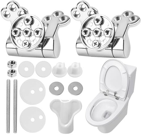 Forhandy Set di 2 cerniere per WC in lega di zinco, cerniere con abbassamento automatico per sedile del WC, coperchio abbassamento automatico in lega di zinco per sedile del WC
