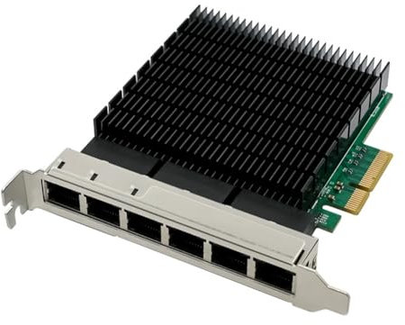 yomoe Tarjeta de Red Nic de 2,5 GB PCIe X4 Adaptador de Red Ethernet de Seis Puertos RJ45 Compatible con para Win Server/7/8/10/Linux