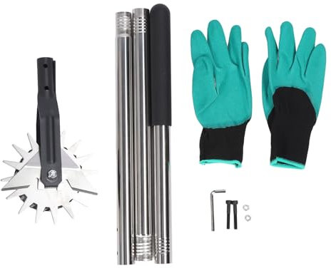 Qcwwy Wheel Rotary Edger, Incisive and Long Lasting Garden Edger Easy to Assemble and Use Manual Lawn Edger 3 Sections Stainless Steel Handle with Cushion Grip