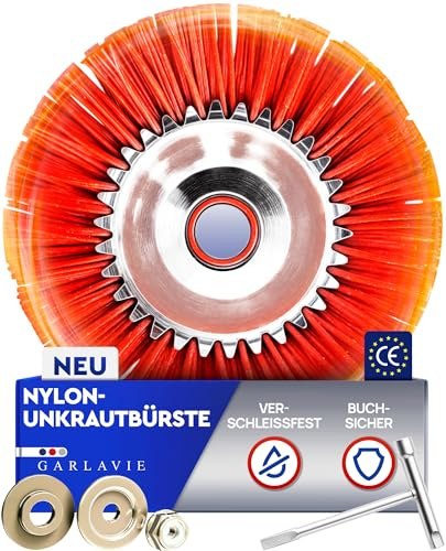 Garlavie Nylon Weed Brush Head – Heavy Duty Weed Eater Attachment, Universal String Trimmer Head 25.4mm, Moss Removal for Patio & Yard