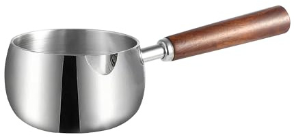 IMEEA Milk Pot 500ml Butter Warmer Pot SUS304 Stainless Steel Milk Saucepan with Wood Handle for Coffee Chocolate Melting