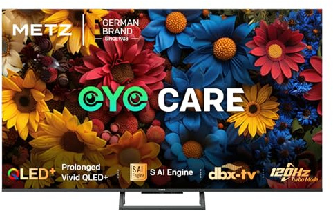 Metz Smart TV 55 Pouces (139 cm), QLED, 4K LED Television Google Tele HDR 10 MEMC DBX Dolby Atmos 120Hz Mode Game Hub EyeCare Tuner DVB-T/T2/C/S/S2 CI+ (55MQF7500Z)
