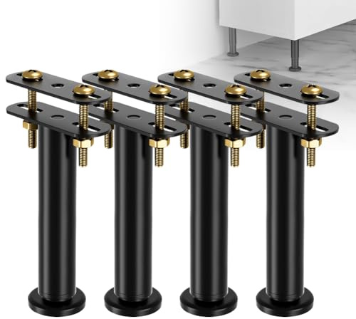 EUBSWA Lot de 4 Pieds de lit réglables en Hauteur de 25 à 42 cm - Pieds de Support Moyens Robustes pour Cadre de lit - Kit de renforcement pour sommier à Lattes