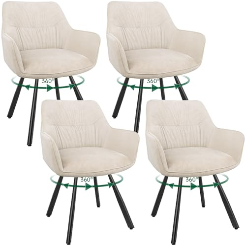 WAFTING Esszimmerstuhl 4er Set drehbar 360°, Polsterstuhl Samt, Khaki | Armlehnstuhl drehbar,Moderner Stühle für Esszimmer,Küchenstuhl für Wohnzimmer,Arbeitszimmer,Schlafzimmer