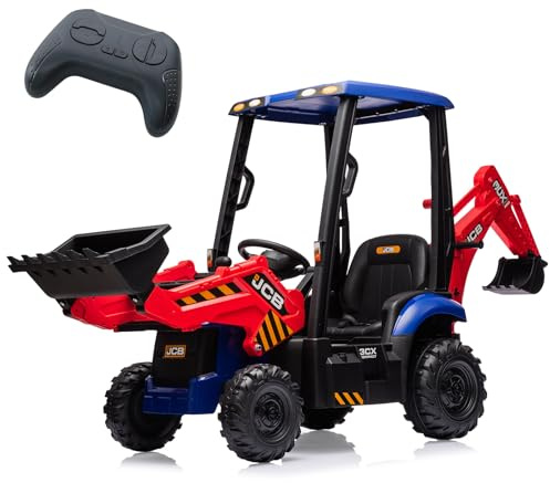 4 In 1 Trattore Escavatore Elettrico Per Bambini, 12V Veicoli Elettrici Per Bambini Con Telecomando, Caricatore Frontale, Scavatrice
