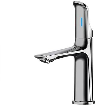 Waschtischarmatur Zinklegierung Wasserhahn Badezimmer Waschbeckenarmatur Doppelsteuerung Warmwasser Kaltwasser Sprudelwasser Keramikventilkern Wassersparend Einfache Installation(Gungrau)