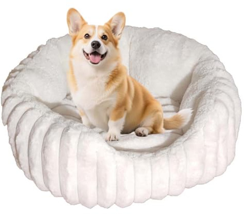 ping bu Letto ortopedico per cani e gatti, morbido, rettangolare, lavabile, morbido, rettangolare, calmante, anti-ansia, antiscivolo (bianco, 65 x 75 cm)