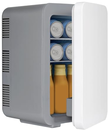 eklipt Mini Fridge for Bedrooms, 10L Portable Beauty Refrigerator | 12 Cans Capacity, Cooler & Warmer, AC/DC Powered, Skincare Cosmetic Fridge, Small Desk Refrigerator for Office, Car, Grey