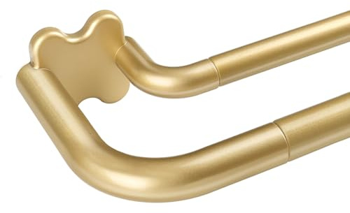 Gold Double Curtain Rods 32 to 58 Inch (2.6-4.8ft), USFOOK Blackout Wrap Around Curtain Rods for Windows 20 to 54 Inches, 6/8 Inch Room Darkening Curtain Rod