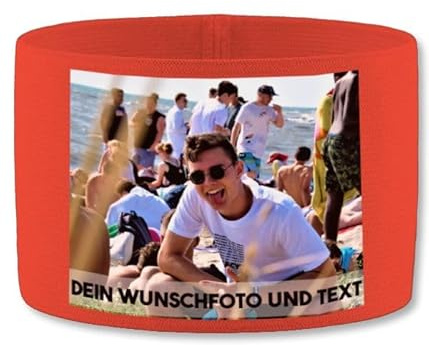Geschenk mit Namen personalisiert by Shirtracer - Jako Kapitänsbinde - Eigenes Foto Text personalisiert - Malle Saufen Outfit mit Name Bild selber gestalten