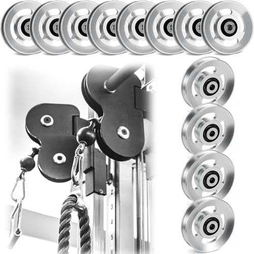 Soulchen 2/4/6/8/10/12 Stück Aluminium-Riemenscheiben für Kabelmaschinen-Sets, 90 mm/95 mm, Aluminiumlegierung, Kugellager, Fitness-Riemenscheibe für Zuhause, Fitnessstudio, Übungen, Pulldown-Aufsätze