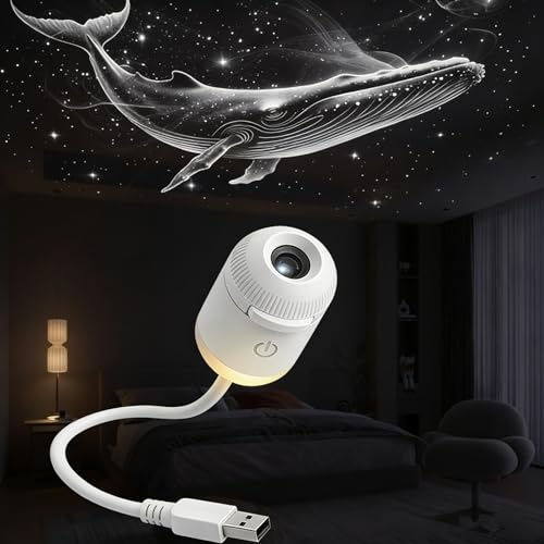 Galaxy Night Light Projector,2-In-1 Galaxy Projector with 24 Sliding Projection Films,360° Adjustable USB Starry Sky Night Light Projector with Adjustable Brightness for Car and Bedroom Decoration
