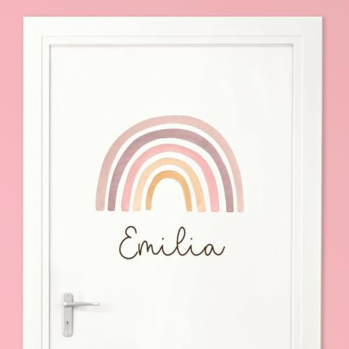 Little Deco Türaufkleber, Wandtattoo Kinderzimmer, Regenbogen | Wandsticker, Sticker personalisiert, Babyzimmer Deko, Wunschtext Aufkleber, Tür Namensschilder Kinder, Stickers selbstklebend