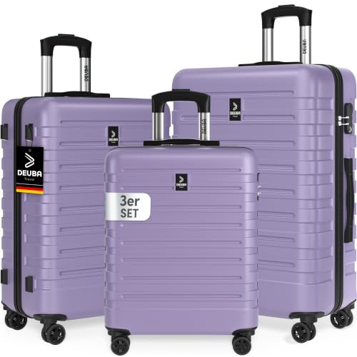 Deuba TRAVEL Set di Valigie Rigide 3 Pezzi M/L/XL con Valigia Rigida da Viaggio Grande con Rotelle a 360° Bagaglio a Mano Trolley in Materiale ABS