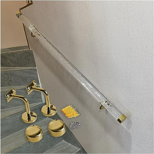 C Akryl trappa il med d/silverfästen – 320 cm (10,5 fot) väggmonterad trappräcke slish li hjälp för säker hem trappor och modern inredning