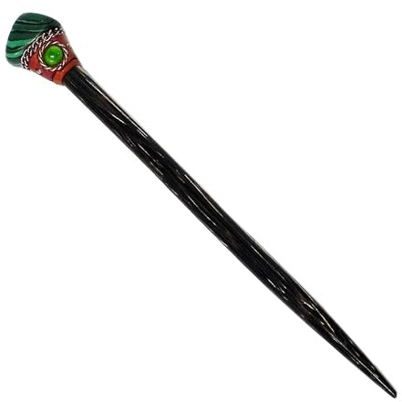 Mia Jewel Shop - Natural Tumbled Healing Gemstone Crystal Chonta Wooden Hair Sticks – Handmade Hair Sticks for Women | Hair Pins Boho Reiki Accessories, Fashion Gifts (Green Malachite)