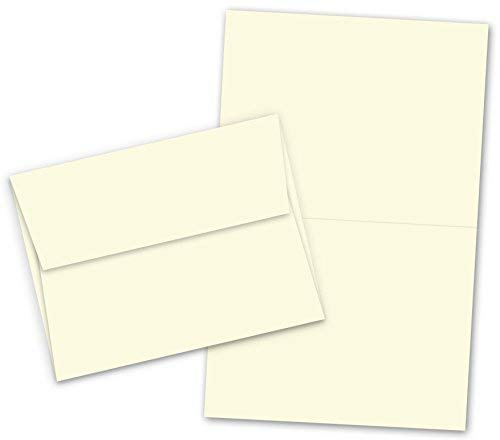 A7-5 X 7 Heavyweight Blank Cream/Natural Greeting Fold Over Card Sets - 50 Cards & Envelopes