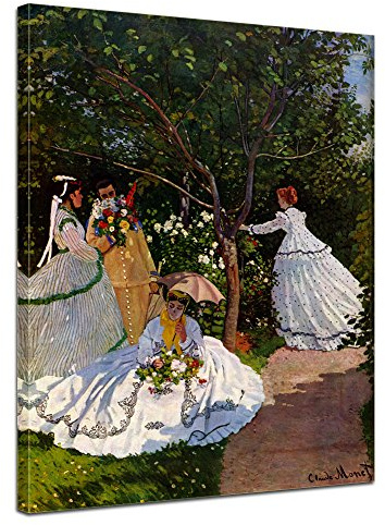 Bilderdepot24 Bild auf Leinwand | Claude Monet - Frauen im Garten in 60x80 cm als Wandbild | Wand-deko Dekoration Wohnung alte Meister | NEU-180214-60x80-fig