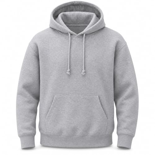 Mellor Design Plain Pullover Hoodie Hooded Top Unisex Mens Ladies Hooded Sweatshirts Heather Grey, XL