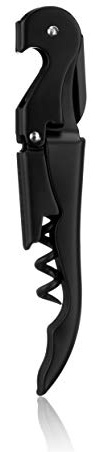 True Truetap Double Hinged Waiter's Corkscrew Wine Opener, Stainless Steel Wine Bottle Opener with Built In Foil Cutter, Home Bar Tools, Bar Cart Accessories, Wedding Gifts, Set of 1, Matte Black