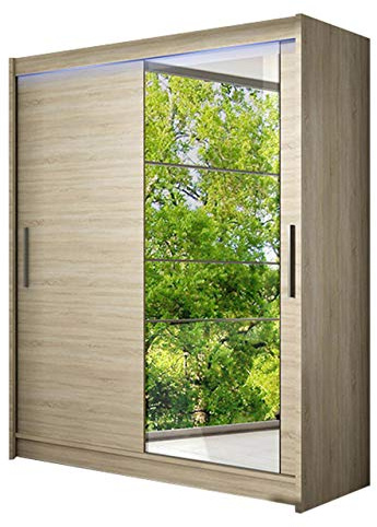 Mirjan24 Presto VI Armoire à Portes coulissantes avec Miroir, Placard Moderne pour Chambre à Coucher