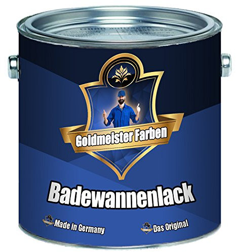 Goldmeister Farben 2 Komponenten Badewannenlack FARBAUSWAHL im SET Beschichtung für Keramik Emaille Acryl Badewanne Porzellan Stahl Fliesen Kunststoff GFK (1 L, Weiß)