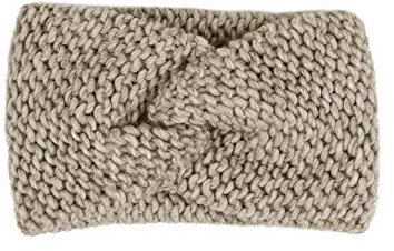 Zwillingsherz Stirnband mit Knoten - Hochwertiges Strick-Kopfband für Damen Frauen Mädchen - Wolle - Ohrenschutz - Haarband - warm weich und luftig für Frühjahr Herbst und Winter - beige